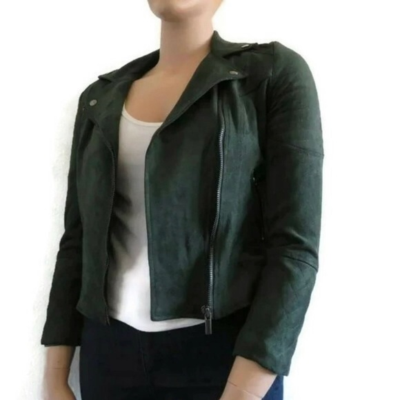 KUT from the KLOTH Jeans Women Quinn Vegan Suede Moto Jacket Top Size XS NWT - Picture 2 of 9